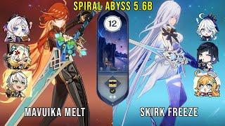 C0 Mavuika Melt and C0 Skirk Freeze | Genshin Impact Abyss 5.6B Floor 12 9 Stars