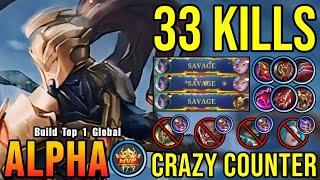 3x SAVAGE + 33 Kills!! Alpha New Super LifeSteal Build Be Like - Build Top 1 Global Alpha ~ MLBB