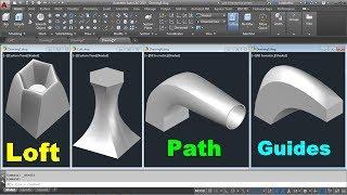 AutoCAD 3D Loft Command Tutorial Complete | AutoCAD Loft Path | AutoCAD Loft Guides