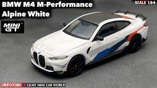 『MY MINI CAR WORLD』UNBOXING MINI GT 1/64 BMW M4 M-Performance  ( Alpine White )