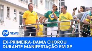 Michelle Bolsonaro discursa durante ato na Avenida Paulista