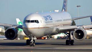 United Airlines Boeing 767-400 Loud Takeoff from Lisbon to Washington