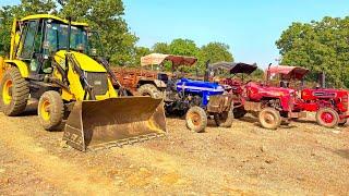 JCB 3dx loading Mud in Tractors | Mahindra 275 | Powertrac 434 | Mahindra 265 Tractor #jcb #tractor