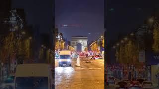Arc de Triomphe - Paris, France drone 4k