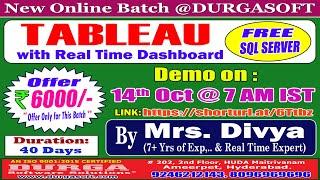 TABLEAU with Real Time Dashboard Online Training @ DURGASOFT