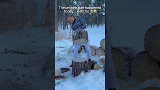That was a close one🪓 #fail  #funny #woodchopping #woodsplitting #axe #logsplitter