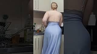 Blonde PAWG MILF in blue nightdress