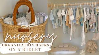 NURSERY ORGANIZATION STORAGE IDEAS & HACKS ON A BUDGET! Dresser and Closet Organization