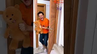 Door prank on cute baby and sister ️