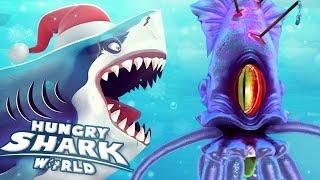 GIANT SQUID BOSS BATTLE!!! - Hungry Shark World | Ep 34 HD