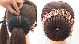 easy juda hairstyle for bridal | hairstyle for wedding | bun hairstyle for saree