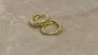 8741Y  18K Solid Yellow Gold  Small Smooth Contours  Hinge Hoop Huggie Earrings 0.50 inch diameter