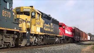 NREX Santa Fe SD45-2 and DAKX 0001 B39-8 in tow behind CSX 8098 SD40-2