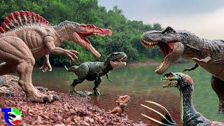 T-REX Vs THERIZINOSAURUS, SPINOSAURUS Vs T-REX  Jurassic World| Dinosaur Toys Movie