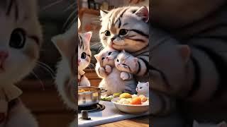 Kitty's Cooking food in kitchen #animation