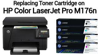 Remove or Replace Toner Cartridges on HP Color Laserjet Pro M176n Printer