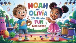  Noah and Olivia - 20 Minute Fun Kids Songs! 