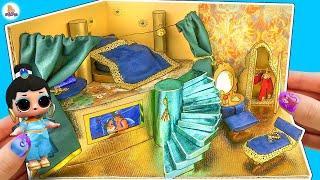 ЗОЛОТАЯ КОМНАТА для Принцессы Куклы #ЛОЛ / DIY Golden Miniature Paper Room for LOL Disney Princesses