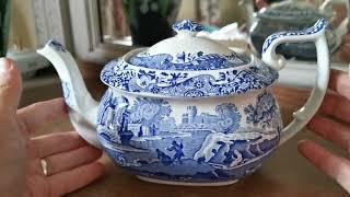 Spode Italian Blue And White China Teapot