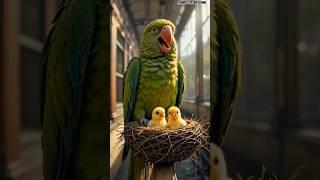 The story of a parrot making a nest on the train and laying lots of eggs 