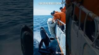 Saving a polar bear from aggressive killer whales! A heartwarming rescue!