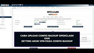 Tutorial Upload atau Memasukan Config Backup di Openclash dan Setting Akun VPN