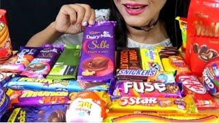 ASMR:Chocolate Eating Dairy millk crispello,Munch nuts,Kitkat,Lots of candies *FOOD VIDEOS*