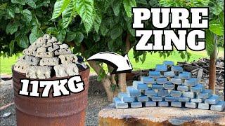 117KG Scrap Yard Zinc Haul - ASMR Melting Metal - BigStackD Bulk Bars With Coin & Car Casting
