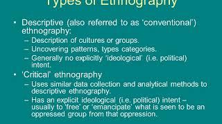 ETHNOGRAPHIC RESEARCH (LECTURE)