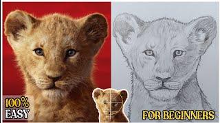 100 % EASY - How to draw young mufasa