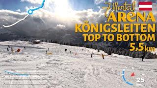 Skiing Top to Bottom in Königsleiten, Zillertal Arena, Austria - 4K with GoPro Hero 11