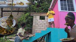 Curry fish | dumpling & banana in rainy weather | preparing to case lintel on bathroom