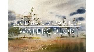 Watercolor Painting Time Lapse | Foggy landscape | I paint with watercolors