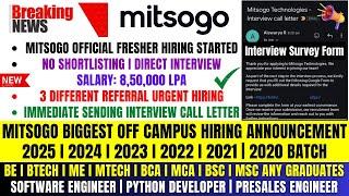 Mitsogo Direct Interview Hiring | OFF Campus Drive 2025 | 2024 | 2023 Batch | Referral Urgent Hiring