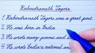 10 Lines on Rabindranath Tagore | Cursive Writing | English Writing | Cursive Handwriting Practice