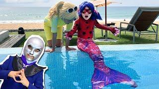 Transformation of LADYBUG into MERMAID  MIRACULOUS Cartoon Characters Pranks