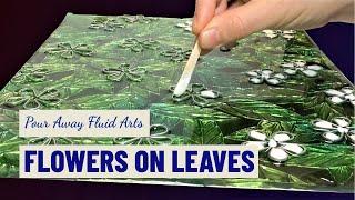 Flowers on leaves - Mixed media art in Aluminum, Resin and Acrylic paint.