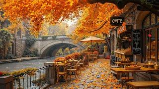 Dreamy Fall Jazz Music with Cascading Maple Leaves  Warm Coffee Shop Vibes for Studying, Relaxing