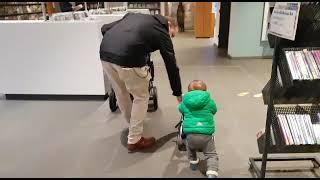 Simon goes to library with his car #baby#Simon#cute baby