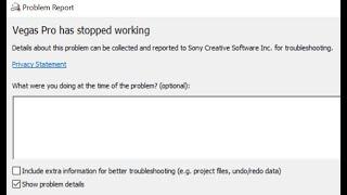 Sony Vegas has stopped working. (Sony Vegas Pro)