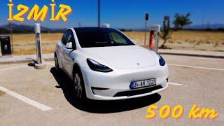 Tesla Model Y SR ile İzmire 500 km lik yolculuk. Şarj sırası bekledik mi ?