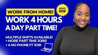  WORK 4 HOURS A DAY PART TIME FROM HOME! MULTIPLE SHIFTS AVAILABLE! WORK FROM HOME JOBS 2024