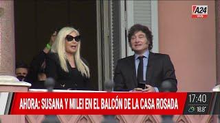 SUSANA GIMÉNEZ EN EL BALCÓN DE LA CASA ROSADA JUNTO A MILEI