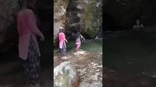 Village Girls Enjoy Waterfalls | Girls Bathing in Water | #shorts