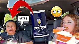 DUMPING A WHOLE BOTTLE OF "SALT” IN MY GIRLFRIENDS FOOD *EPIC REACTION*