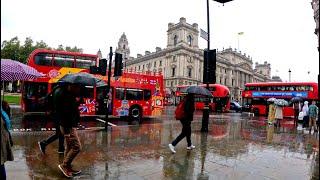 HEAVY RAIN - Relaxing London Walk Along Battersea River Thames Path