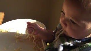 Baby Slurps Noodles Faster Than You