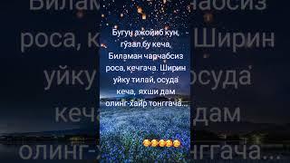  Хайрли тун.  Яхши дам олинг.Бугун ажойиб кун, гўзал бу кеча, Биламан чарчабсиз роса,