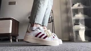 Adidas Originals Superstar Bonega W V-Day White Cream Red Women Platform GY6793 on feet review