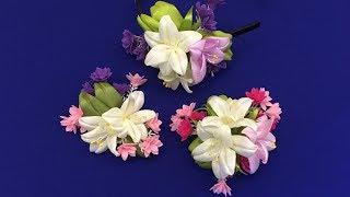 Ribbon flowers.Lily.DIY/Flores de cintas.Lirio/Лилия из лент 2.5 см